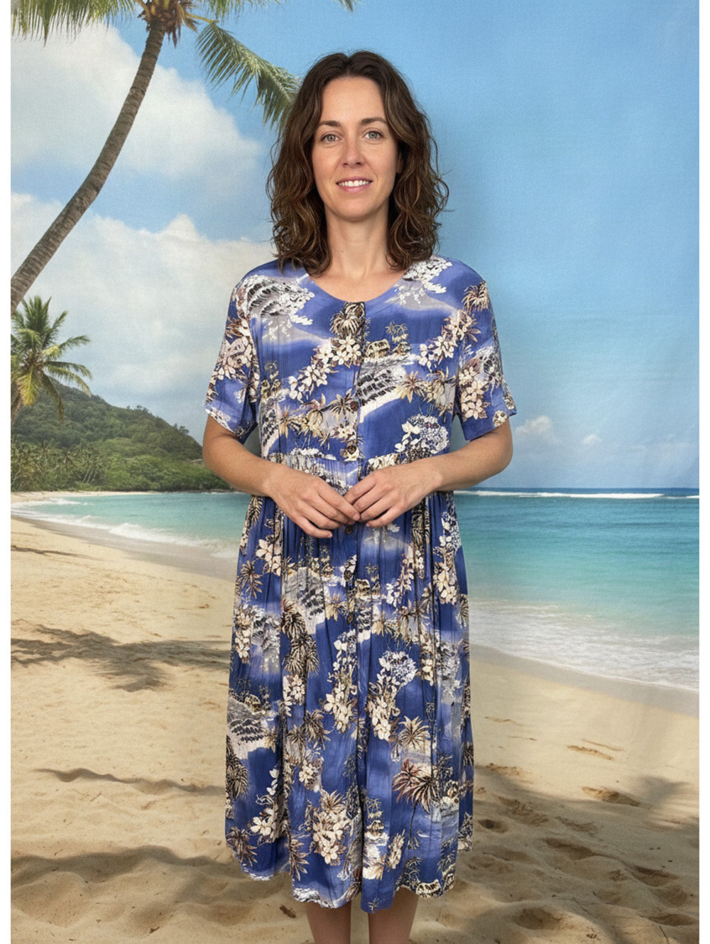 Vintage Hilo Hattie Hawaiian XL Dress Tropical Floral Print